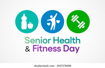 Vector illustration on the theme of National Senior health and fitness day observed each year on last Wednesday in May.