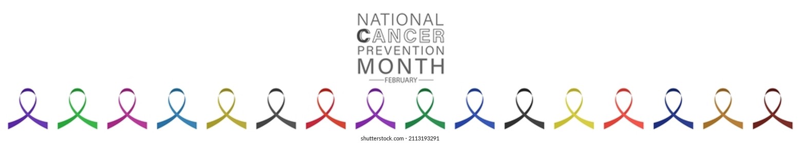 Vector illustration on the theme of National Cancer Prevention month observed each year during February. Cancer Ribbons.