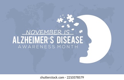 Vector illustration on the theme of National Alzheimer’s Disease Month is observed every year in during November.