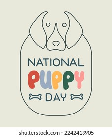 Vector illustration on the theme of National Puppy Day day on March 23. Decorated with a handwritten inscription and stylized Dog illustration.