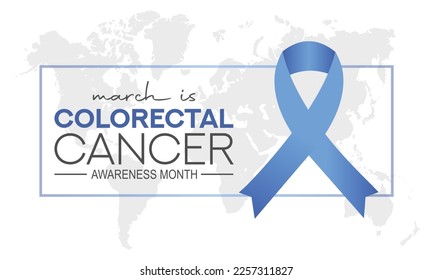 Ilustración de vectores sobre el tema del mes nacional de sensibilización sobre el cáncer colorrectal de marzo. tarjeta de saludo, afiche con fondo. Diseño de ilustración vectorial.