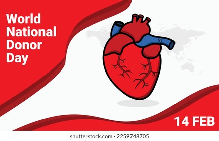 Vector illustration on the theme of National Organ Donor Day on February 14th.