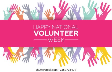 Vector illustration on the theme of NATIONAL VOLUNTEER awareness Week of April.Poster , banner design template Vector illustration.