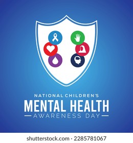 Vector illustration on the theme of National Children's Mental health awareness day observed in Month of May, banner design template Vector illustration background.