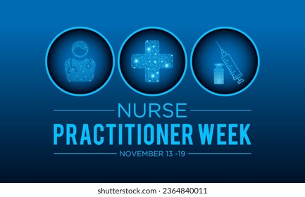 Vector illustration on the theme of national Nurse Practitioner Week observed every year in during november 13 to 19. Vector template for banner, greeting card, poster with background.