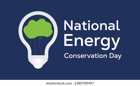 Ilustración vectorial sobre el tema del Día Nacional de la Conservación de la Energía que se observa cada año durante diciembre.Banner, Holiday, afiche, tarjeta y diseño de fondo.
