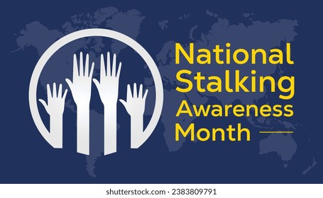 Vector illustration on the theme of National Stalking awareness month observed each year during January.banner, Holiday, poster, card and background design.