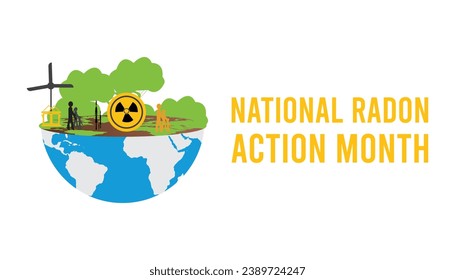Vector illustration on the theme of National Radon action month observed each year during January.banner, Holiday, poster, card and background design.