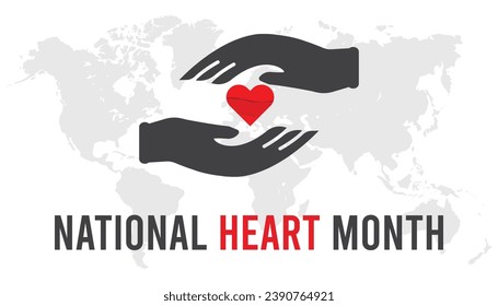 Vector illustration on the theme of National Heart month observed each year during February.banner, Holiday, poster, card and background design.