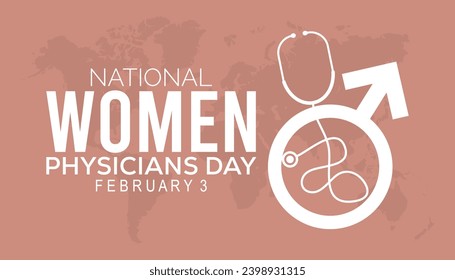 Ilustración vectorial sobre el tema del Día Nacional de la Mujer Médica, que se celebra cada año durante febrero. Banner, feriado, afiche, tarjeta y diseño de fondo.