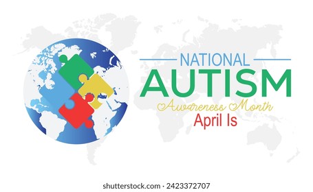 Vector illustration on the theme of National Autism Awareness Month observed each year during April banner, Holiday, poster, card and background design.