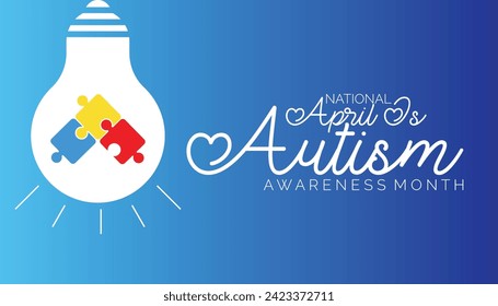 Vector illustration on the theme of National Autism Awareness Month observed each year during April banner, Holiday, poster, card and background design.