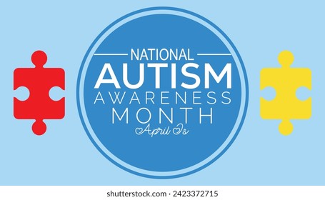 Vector illustration on the theme of National Autism Awareness Month observed each year during April banner, Holiday, poster, card and background design.