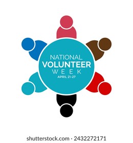 Vector illustration on the theme of National Volunteer week observed each year during third week of April. Greeting card, Banner poster, flyer and background design.