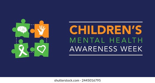 Vector illustration on the theme of National Children's Mental health awareness Week observed in Month of February, seeks to raise awareness about the importance of children's mental health.