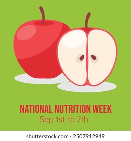 Vector illustration on the theme of national Nutrition week observed each year from September 1st to 7th.  National Nutrition Week banner. 