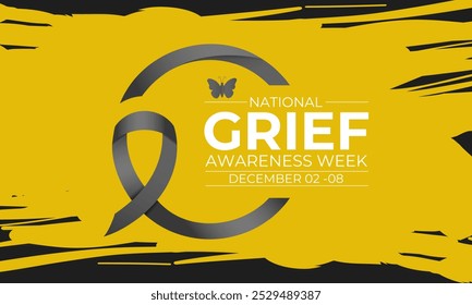 Vector illustration on the theme of National Grief awareness week observed each year from December. Banner poster, flyer and background design template. Eps 10.
