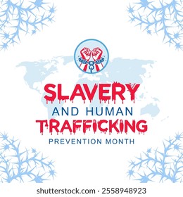 Vector illustration on the theme of National Human Trafficking Awareness Month. National Slavery and Human Trafficking Prevention Month is observed every year on January. Template for banner design.