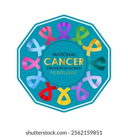 Vector illustration on the theme of National Cancer Prevention month observed each year during February. Design for banner, cards, prints, social media, poster, flyer and background design template.