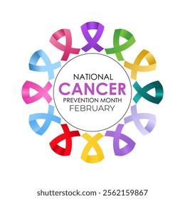 Vector illustration on the theme of National Cancer Prevention month observed each year during February. Design for banner, cards, prints, social media, poster, flyer and background design template.