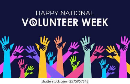 Vector illustration on the theme of national volunteer Week. A chance to recognize those who dedicate time and effort to make a difference. Design for banner, cards, prints, social media, poster.