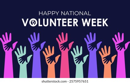 Vector illustration on the theme of national volunteer Week. A chance to recognize those who dedicate time and effort to make a difference. Design for banner, cards, prints, social media, poster.