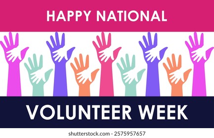 Vector illustration on the theme of national volunteer Week. A chance to recognize those who dedicate time and effort to make a difference. Design for banner, cards, prints, social media, poster.