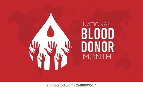 Ilustración vectorial sobre el tema del mes nacional del donante de sangre que se observa cada año durante enero: Anuncio, Festiva, póster, tarjeta y diseño de fondo.