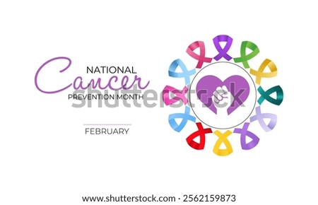Vector illustration on the theme of National Cancer Prevention month observed each year during February. Design for banner, cards, prints, social media, poster, flyer and background design template.