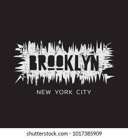 Vector illustration on the theme in New York City, Brooklyn. Grunge background. Typography, t-shirt graphics, poster, print, banner, flyer, postcard
