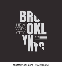 Vector illustration on the theme of New York City, Brooklyn. Typography, t-shirt graphics, poster, print, banner, flyer, postcard
