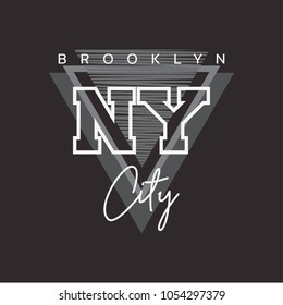 Vector illustration on the theme of New York City, Brooklyn.  Typography, t-shirt graphics, poster, print, banner, flyer, postcard