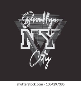 Vector illustration on the theme of New York City, Brooklyn. Grunge background. Typography, t-shirt graphics, poster, print, banner, flyer, postcard