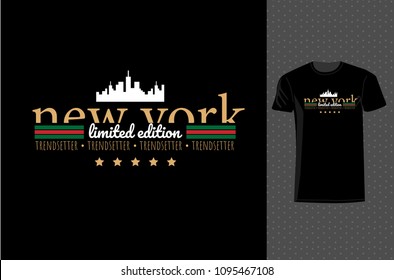 Vector illustration on the theme of New York City t-shirt design. Print design.