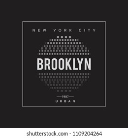 Vector illustration on the theme of New York City, Brooklyn.  The Geometric design. Typography, t-shirt graphics, poster, print, banner, flyer, postcard