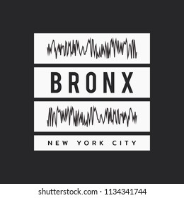 Vector illustration on the theme of New York City, Bronx. The abstract design. Typography, t-shirt graphics, poster, print, banner, flyer, postcard