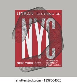 Vector illustration on the theme in New York City.  Abstract design. Typography, t-shirt graphics, poster, print, banner, flyer, postcard