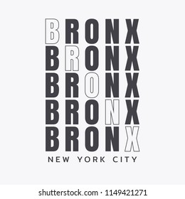 Vector illustration on the theme of New York City, Bronx. Typography, t-shirt graphics, poster, print, banner, flyer, postcard