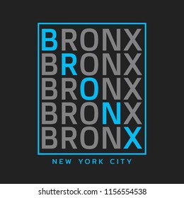 Vector illustration on the theme of New York City, Bronx. Typography, t-shirt graphics, poster, print, banner, flyer, postcard