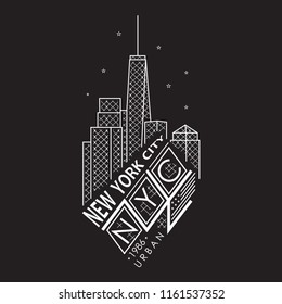 Vector illustration on the theme of New York City, Brooklyn. Stylized American flag. Typography, t-shirt graphics, poster, print, banner, flyer, postcard