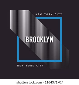 Vector illustration on the theme of New York City, Brooklyn. Grunge background. Typography, t-shirt graphics, poster, print, banner, flyer, postcard