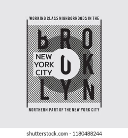 Vector illustration on the theme of New York City, Brooklyn. Typography, t-shirt graphics, poster, print, banner, flyer, postcard