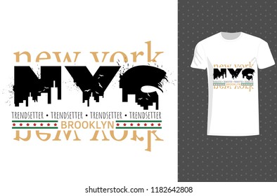 Vector illustration on the theme of New York City t-shirt design. Print design.