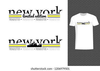 Vector illustration on the theme of New York City t-shirt design. Print design.