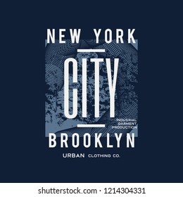 Vector illustration on the theme of New York City, Brooklyn. Vintage design.  Grunge background. Typography, t-shirt graphics, print, poster, banner, flyer, postcard