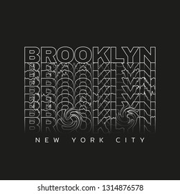 Vector illustration on the theme of New York City, Brooklyn. Typography, t-shirt graphics, poster, print, banner, flyer, postcard