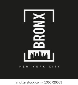 Vector illustration on the theme of New York City, Bronx. Typography, t-shirt graphics, poster, print, banner, flyer, postcard