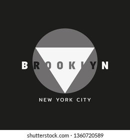 Vector illustration on the theme of New York City, Brooklyn. Typography, t-shirt graphics, poster, print, banner, flyer, postcard