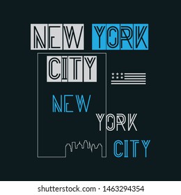 Vector illustration on the theme in New York City. Typography, t-shirt graphics, poster, print, banner, flyer, postcard