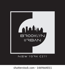Vector illustration on the theme of New York City, Brooklyn. Typography, t-shirt graphics, poster, print, banner, flyer, postcard